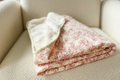 Muslin Sherpa Kids Blanket — Pink Toile