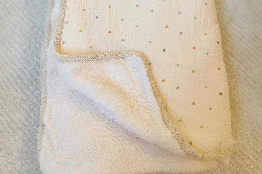 Muslin Sherpa Kids Blanket — Rainbow Polka Dots